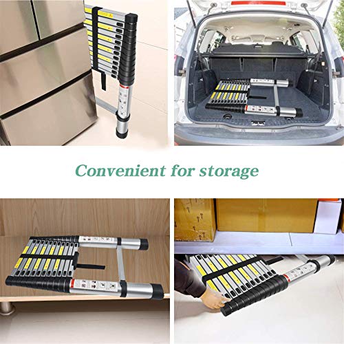 netuera Aluminum Telescopic Extension Ladder Collapsible Ladder, One-Button Retraction Extension Ladder,Multi-Use, 330 lbs Capacity,10.5FT / 3.2M 12.5FT / 3.8M 14.5FT / 4.4M