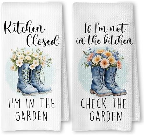 SkipTiger Funny Garden Gardening Gifts for Women Kitchen Towels S...