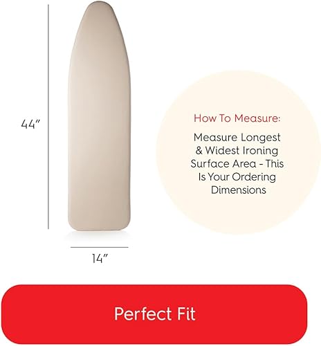 Miniatura 2 de TIVIT Funda para tabla de planchar de 14 x 44 pulgadas, estándar, sin químicos, ecológica, sin blanquear, almohadilla de algodón natural y lana sin