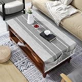 Warderthoxn Coffee Table Cloth, Grey Coffee Table Cover with Pockets and Tassel, Living Room Small Rectangle Tablecloths Washer Dryer Fridge Top Dust Cover, Easy Care Machine Washable