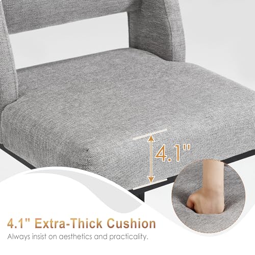 Image of Zesthouse Upholstered Counter Height Stools Set of 4, 26 inch Oversized Bar Stools with Wide Back, Metal Barstools Heavy Duty 300 Lbs, Modern Counter Height Chairs for Kitchen Island, Gray Linen Fabric