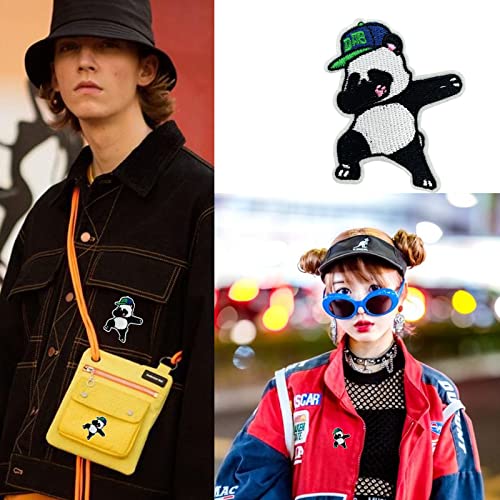 Wikineon Iron On Patch, Dabbing Panda Dancing Patch - Cute Animal Embroidered Badge Iron On/Sew On Applique Repair Patch, Diy Clothes Accessories Perfect For Jackets, Clothing, Hats & Jeans #TOP2