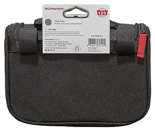 Schwinn Bike Handlebar Bag, Easy to Install, Front Bag Mounted Bicycle Accessories, Waterproof and Zippered, Black