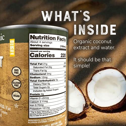 Organic Coconut Cream By Nature’s Greatest Foods - 13.5 Oz - No Guar Gum, No Preservatives – Gluten Free, Vegan And Kosher - 20-22% Coconut Milk Fat, Unsweetened (Pack Of 12) #TOP3