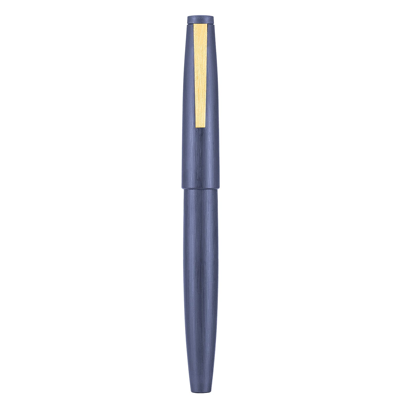 Jinhao 80 Denim Blue Fiber Brushed Fountain Pen, Iridium Fine Gold Nib with Ink Converter, Classic Design Smooth Writing Pen (Gold Clip) Denim Blue (Gold Clip) Fine (0.50mm)