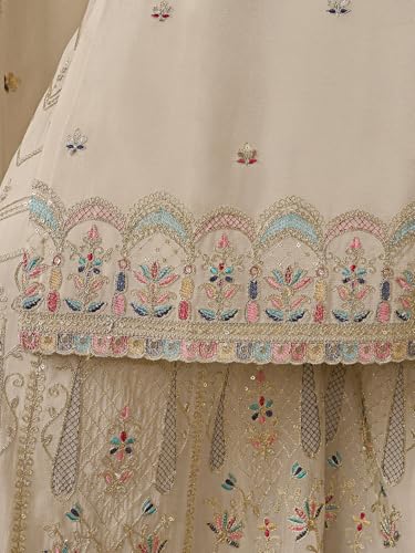 Image of Designer Palazzo Sharara Suit Set with Embroidered Dupatta, Traditional Indian Ethnic Dress, White and Black Variants