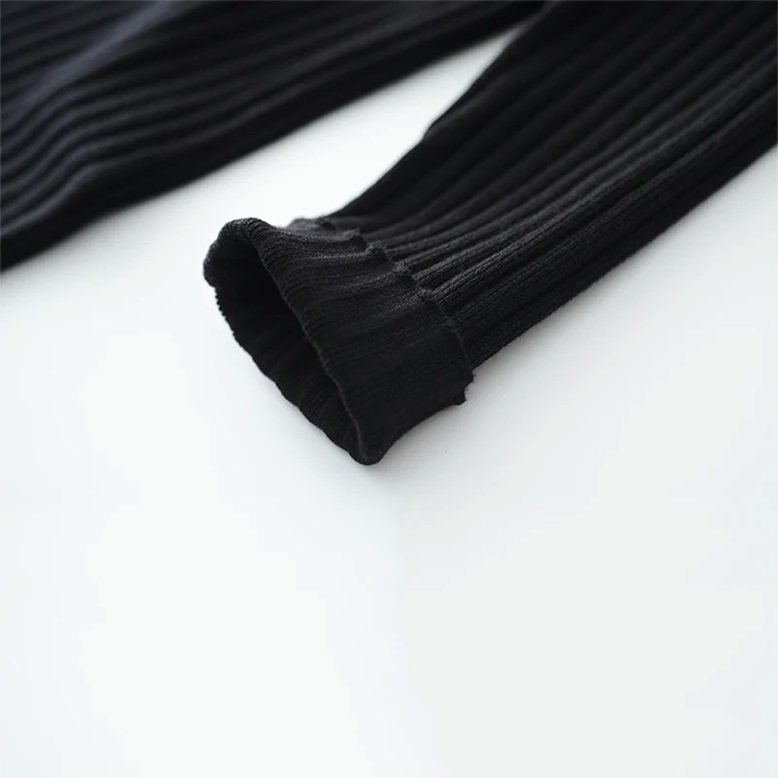 Vestito Donne Cadute Versatili Abiti da Maglia Mungiturante Inverno Strato Interno A Maniche Lunghe Abiti Casual Sciolti A metà Lunghezza-Nero-s