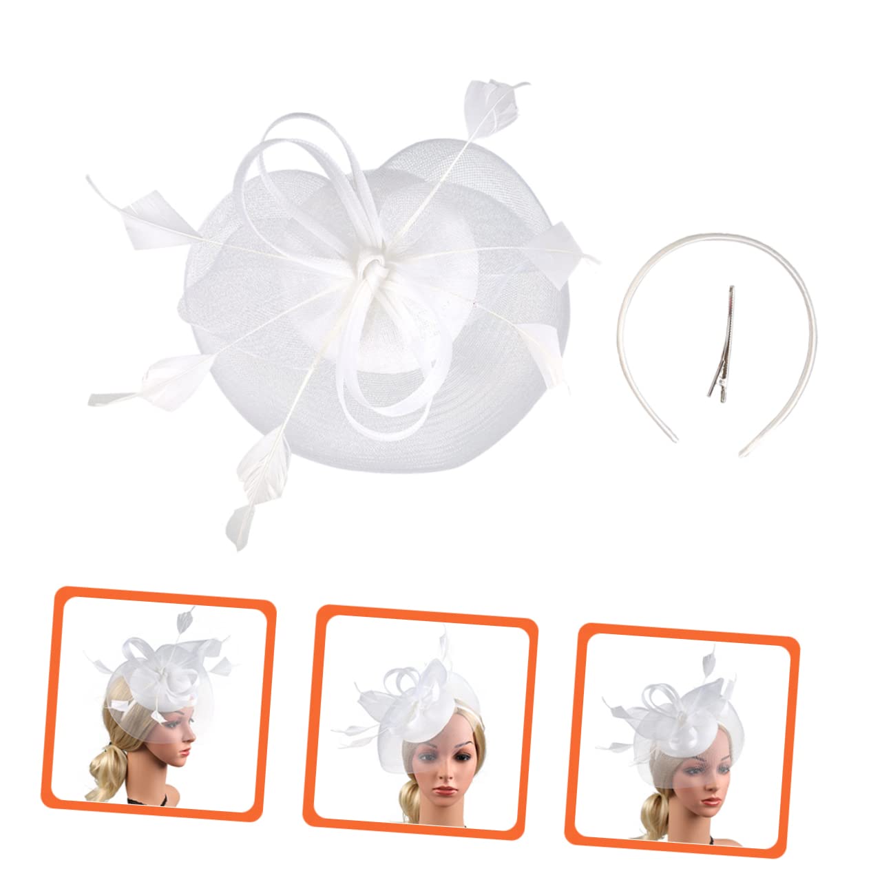 ifundom 4pezzi Cappello da Sposa Elegante Rete con Fiori Artificiali Fascinator Leggero e Romantico per Banquet e Tea Party Accessorio Moda per Donne
