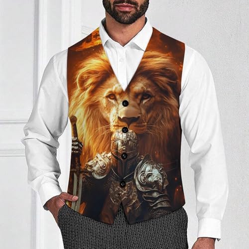 Lion And Knights Trendy Vest Suit for Men V Neck Formal Dress Waistcoat Vests Business Slim Fit4