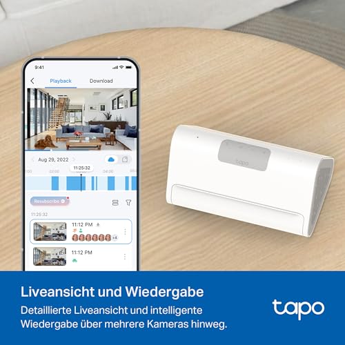 Tapo H500 CentralHub, 16GB integriert, Speicher erweiterbar auf bis zu 16TB, unterstützt 16 Kameras & 64 Sensoren, lokaler Speicher, HDMI, 5 GHz WLAN/Ethernet, integrierter Alarm, Matter