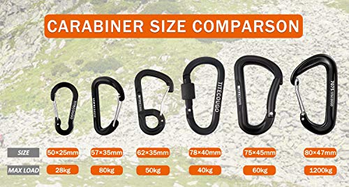 TITECOUGO Five colors Aluminum Alloy D-Ring High Strength Carabiner Key Chain Clip Hook For Camping Hiking outdoor (Not for Climbing) - Thumbnail 7