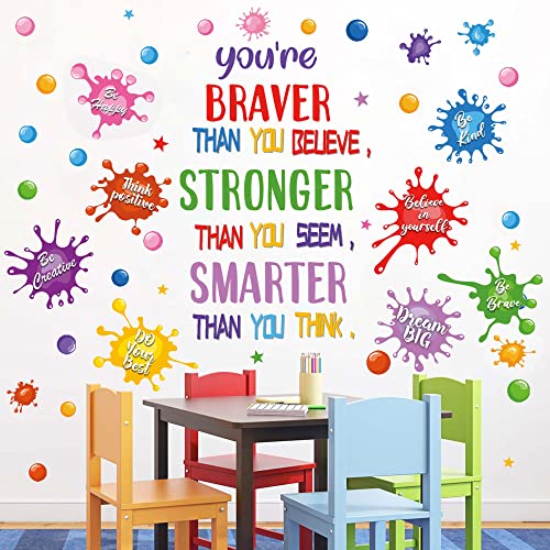 Colorful Inspirational Quotes Wall Decals Classroom Wall Decals Paint Splatter Decals Daycare Wall Decals Vinyl Motivational Positive Saying Wall Stickers For Kids Room Decor Playroom School Nursery #TOP18