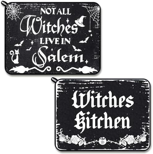 Tioncy 2 Pcs Halloween Witches Dish Drying Mats for Kitchen Count...