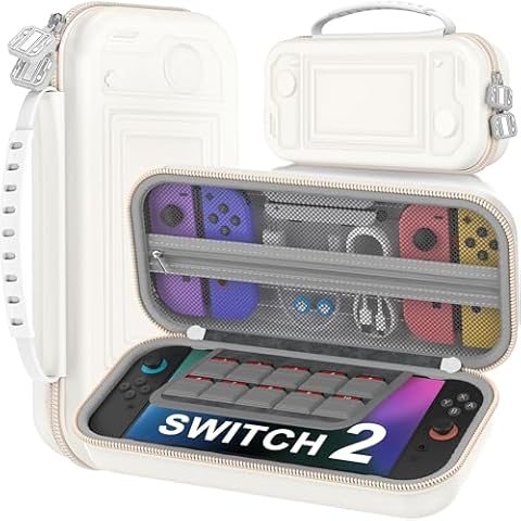 Kawaye Switch 2 Case for Switch Game Compatible with Nintendo Switch 2 and Switch/OLED Console, Switch Carrying Case Hard Shell Protective for Nintendo Switch 2 Accessories-White Cover