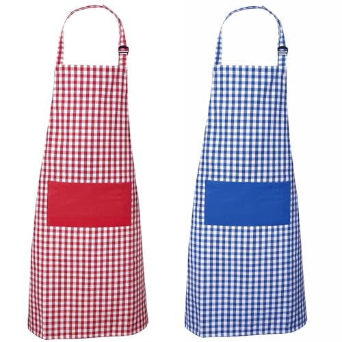 Image of LITO LINEN AND TOWEL Kitchen Apron| 100% cotton Easter Checkered Design Apron with 2 Front Centre Pocket With adustable buckle & Long Strap - Multicolor