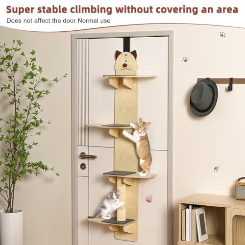 Árbol para gato de puerta colgante madera sólida 4 niveles miniatura 3