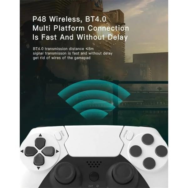 RESTEQ Manette de Jeu Sans Fil Compatible PS4/PS3/PC, Bluetooth 4.0, Double Moteur Vibrant, Touchpad Réactif, 8 Heures d'Autonomie