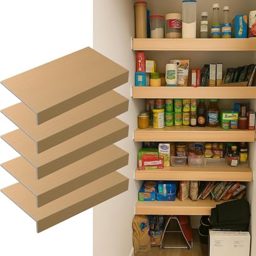 Imitation Wood-Look Shelf Liner - Waterproof & Oil-Resistant Pantry Rack Covers, Easy Install Wire Shelf Toppers, 2pcs (44x12x3in / 112x31x8cm) for Customizable Kitchen Storage