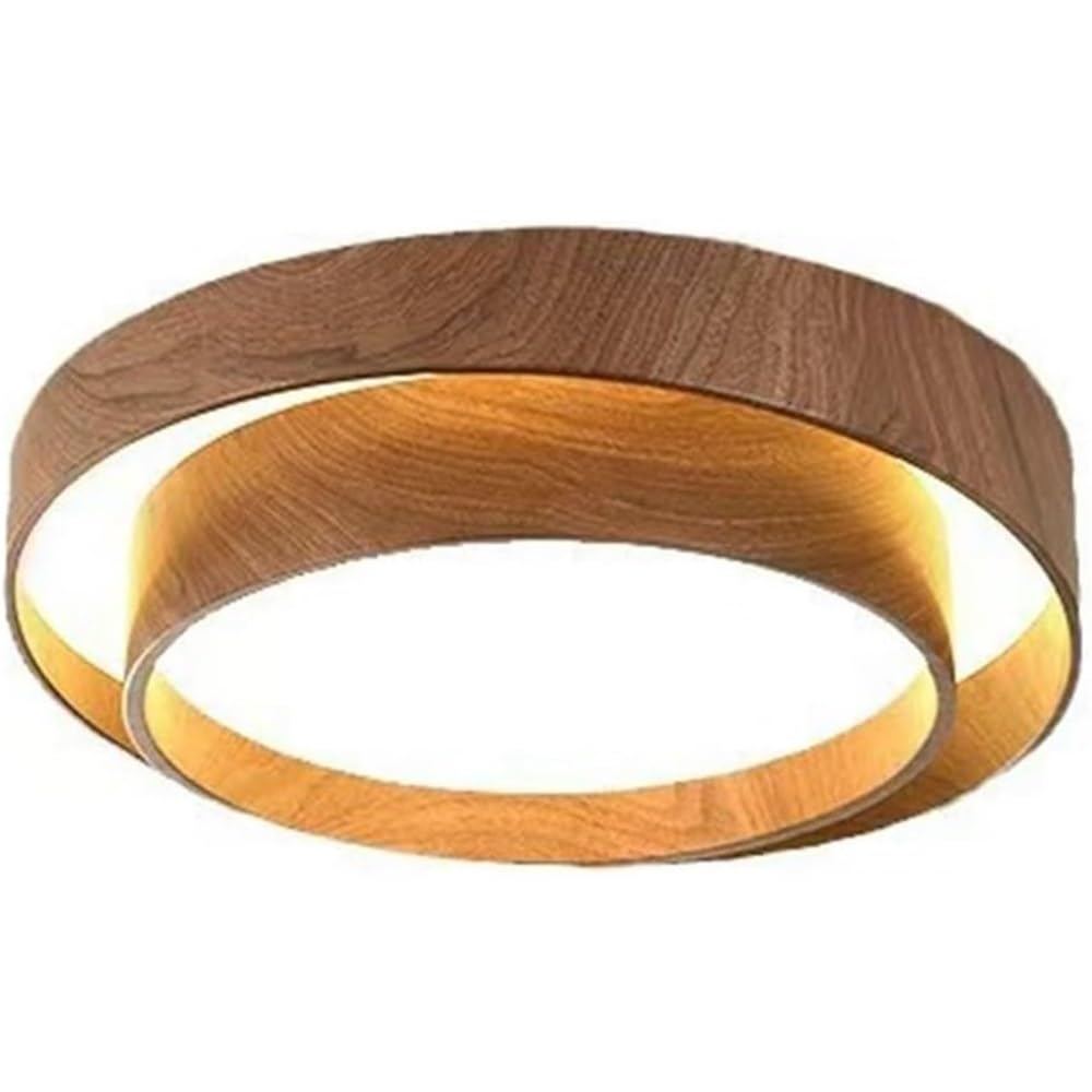 LUOYAOB Modern and Minimalism 15.7in Wood-Grain Round Ceiling Lights Acrylic Shade Flush Mount Ceiling Lamp Iron Body Three-Color Mode Ceiling Light Fixture for Bedroom Living(50CM/19.6in)