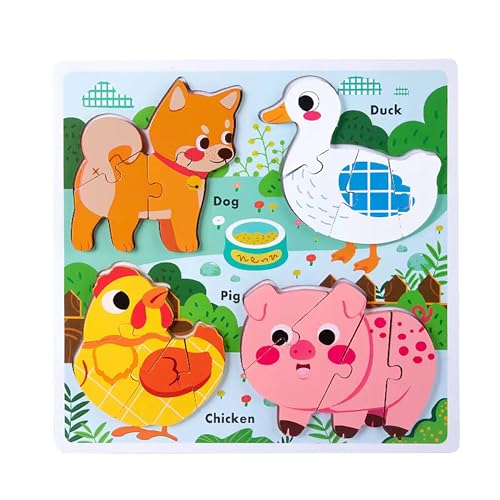 Puzzle de Animales de Granja de Madera Montessori para Niños de 2 a 4 Años miniatura 1