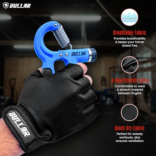 Image of BULLAR Gym Gloves for Men & Women,Gym Accessories,Gym Gloves for Workout,Weightlifting Gym Gloves for Women Breathable Gym Accessories,Hand Exercise Gloves with Half-Finger Length for Gym Workout (L)