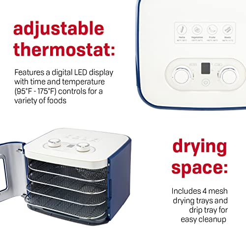 Nesco Fd-41B Snackmaster Jr Food Dehydrator, 4 Trays, Blue #TOP2