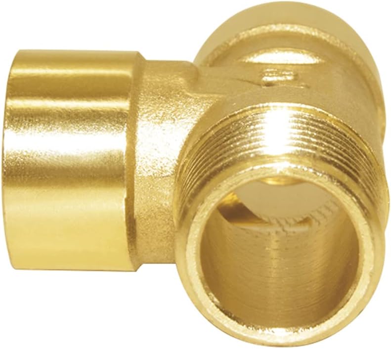 Joywayus Brass Pipe Fitting Barstock Tee 3 Way NPT 1/2" Female x 1/2" Female x 1/2" Male Hose Fitting