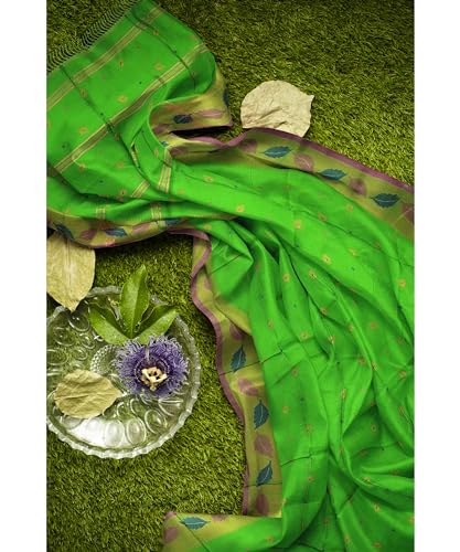 Image of Women's Traditional Handloom Zari Work Lata Border Cotton Silk Saree With Blous Piece