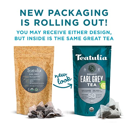 Teatulia Organic Earl Grey Tea Bags (50 Pyramid Tea Bags) | 100% Compostable | Black Tea + Bergamot Citrus Sustainably Grown In Bangladesh #TOP2