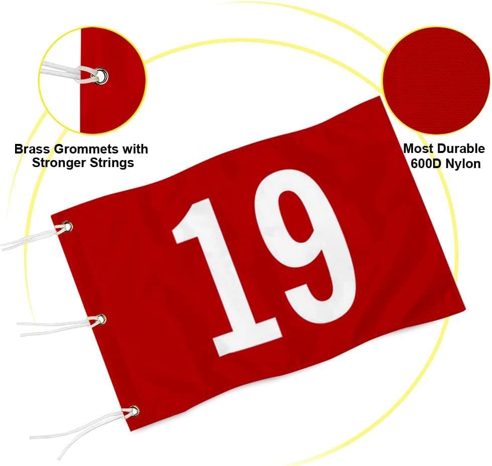 Standard Golf Flag Number 19 Golf Pin Flag Practic Putting Green Golf Flag For Backyard Garden Double-Sewn 600D Nylon Miniature Pin Flag (20"x13"Grommet) - Image 4