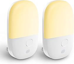 Plug-in Night Light, Automatic Dusk to Dawn Sensor, 2700K Warm White LED for Kids' Bedroom, Hallway, Bathroom - 2-Pack