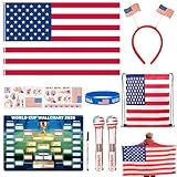 2026 World Cup Merch Soccer Fan Set Includes 10pcs Country Supporter Kit with Flag Headband, 2 Thunder Sticks,Flag,Wristband,Drawstring Bag,Dry Erase Schedule Poster & Pen