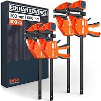 PRESCH Einhandzwingen 300mm & 600mm 4 Stk. - Zwingen Set mit 300kg Spannkraft für schnelles Fixieren - Robuste Schnellspannzwingen dank Carbonstahl & glasfaserverstärktem Gehäuse - Mit Spreizfunktion – Ansicht 1