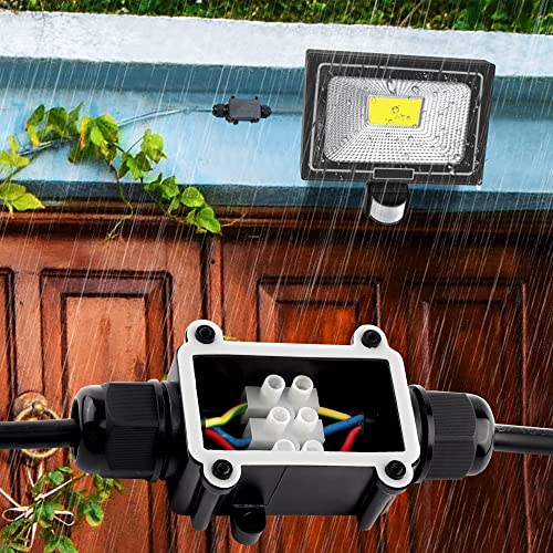 Elezenioc IP68 Wasserdichte Abzweigdose, 2 Wege M20 Verteilerdose Außen Wasserdicht für 5-15 mm Externe Elektrische Stromkabelboxen, Kabelverbinder für den Außenbereich Anschlussdose, Schwarz