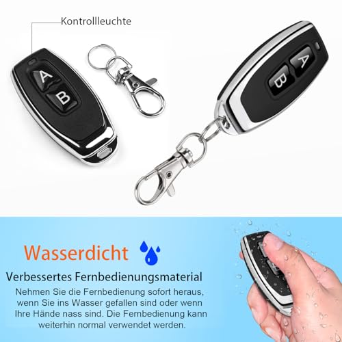 Tedeligo 433MHz RF Funk Fernbedienung Schalter Mit 2 Sendern AC 220V 230V 240V 10A 2 Kanal Relaisempfanger Fur Elektrischen Vorhang Garagentor Motor Licht Rollläden