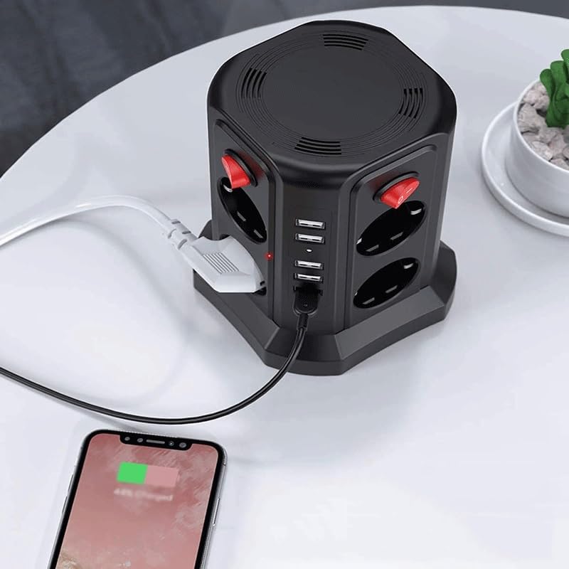 JSEIAJB Vertical Power Strip Circuit Surge Protection Socket Tower Outlets 2m Extenstion Cord image 4