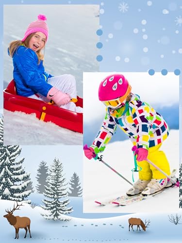 Image of SATINIOR 2 Pairs Kids Waterproof Winter Snow Gloves Ski Gloves for Boy Girl Outdoor Warm Thickening Snowboard