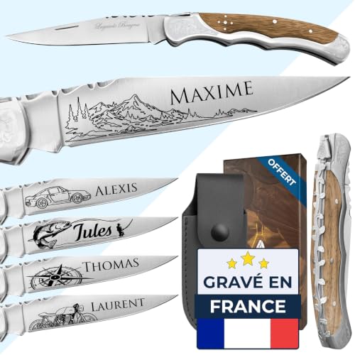 KDO MAGIC Couteau personnalisé Laguiole Marron en Acier inoxydable