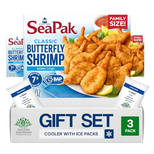 Salutem Vita – Crispy Breaded Butterfly Shrimp, Easy-to-Bake Frozen Seafood, Gift Set, 18 oz – Pack of 3