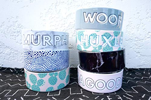 Should We Go? Personalized Dog Bowl: Custom Ceramic Food & Water Dish With Your Pup’s Name. Monogrammed And Customized Just For Your Pet. Modern, (Black Marble) #TOP5