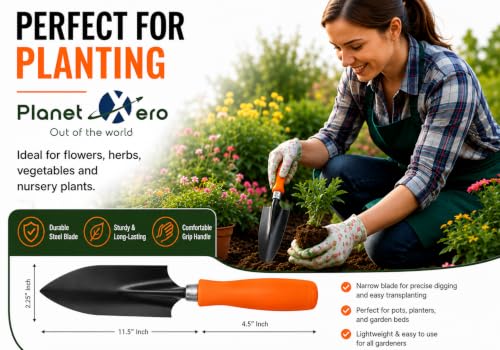 Image of Gardening Hand Trowel (Small)| Heavy Duty Iron Blade with Ergonomic Handle | Durable Hand Tool for Planting, Digging, Soil Mixing, Potting, Transplanting & Outdoor Garden Care(GTK)