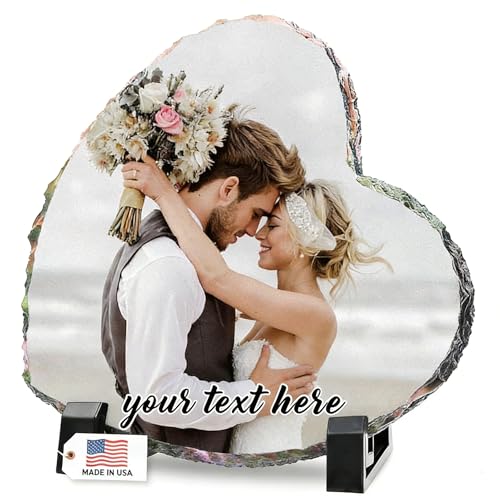 Bemaystar Custom Photo Gifts - Personalized Picture Frame, Stone Rock Slate Plaque Frames, Customized Gifts for Mothers Fathers Day Valentine's Day Wedding Birthday Christmas