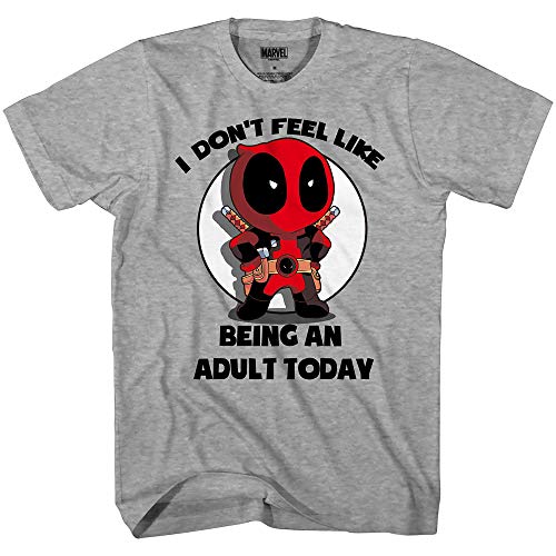 Marvel Deadpool Don't Feel Like Being an Adult T-Shirt (XXL, Heather Grey)