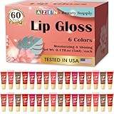 AZEN 60 Pack Lip Gloss Set, Color Lip Oil for Dry Cracked Lips Moisturizing Hydrating Nourishing with Vitamin E, Valentines Gifts Easter Basket Stuffers