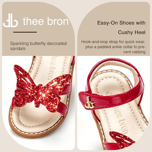 Image of THEE BRON Toddler Girls Sandals Wedding Flower Girl Dress Shoes Open Toe Flats