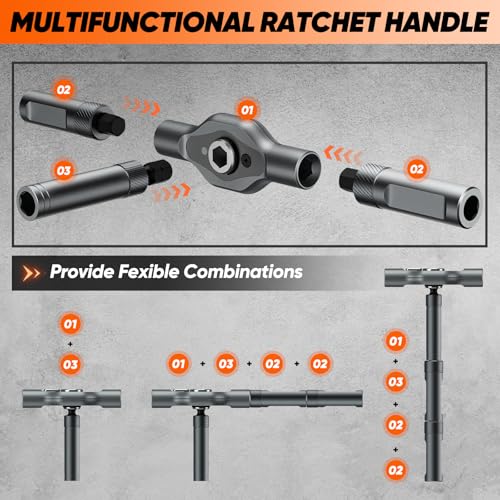 Saker 42 in 1 Magnetic Screwdriver Set, Multi Bit Free Combination Ratchet Screwdriver Set Portable Repair Tool Kit for Christmas Gifts Furniture, Computer, Bicycle and DIY Grey