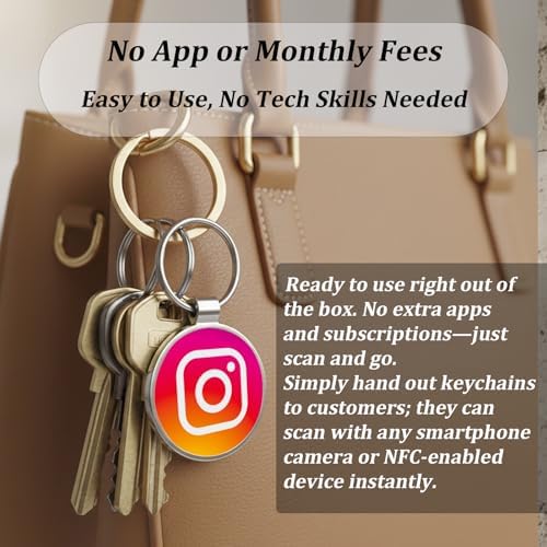 Smart Keychain for Reviews & Social Media - No App Needed, Metal Epoxy Key Tag with QR Code & NFC for Business Promotion,Compatible With Instagram (Tag-ins) - 4