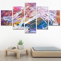 SIGNWIN 5 Panel Canvas Wall Art Abstract Closeup Colorful Digital Art Lights for Home Decorations Ready to Hang - 60