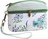 DOYIFun Cute Floral Zipper Coin Purse Green - Embroidered Flower Change Pouch for Women, Girls, Mini Wallet Gift Bag