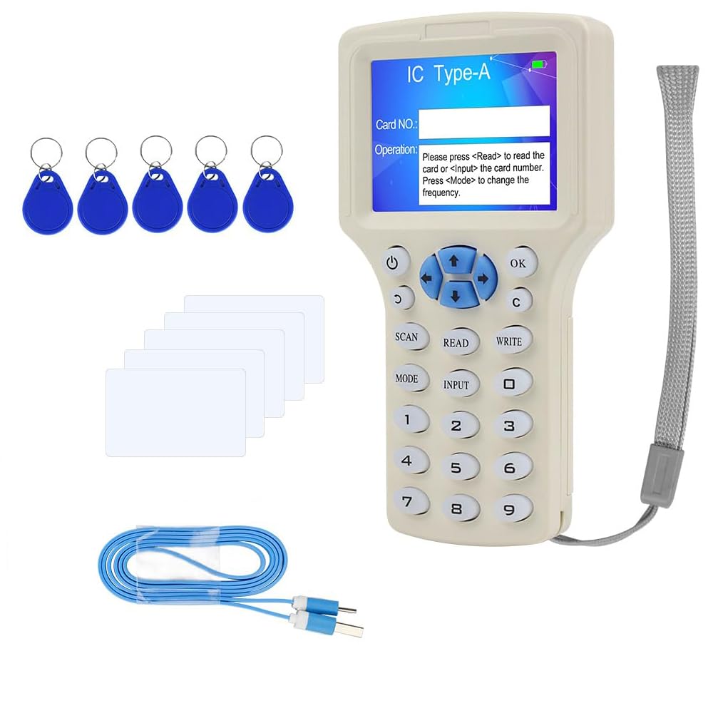 Copieur de contrôle d'accès 125 kHz 13,56 MHz lecteur RFID ID IC UID Fob Duplicateur avec 10 porte-clés inscriptibles Interface USB